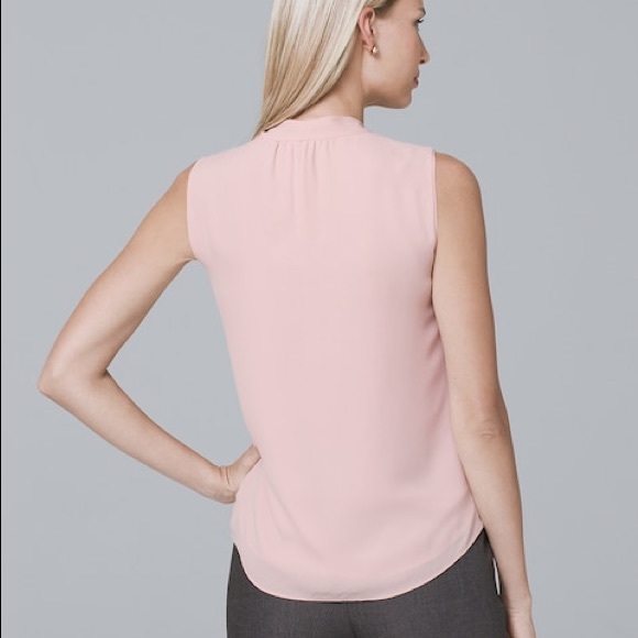 NWT WHBM Ball-Chain Tie-Neck Shell, Pink, Size 6 - Picture 2 of 4